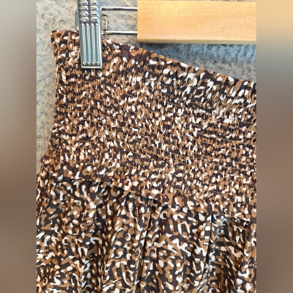 Rails Addison Mini Skirt Sz L Women's Animal Print Tiered Smock Waist Brown's - Picture 5 of 13